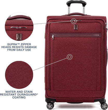 Platinum Elite Softside Expandable Carry on Luggage, 8 Wheel Spinner Suitcase, USB Port, Suiter, Men and Women, Shadow Black, Carry On 21-Inch