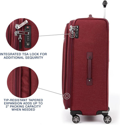 Platinum Elite Softside Expandable Carry on Luggage, 8 Wheel Spinner Suitcase, USB Port, Suiter, Men and Women, Shadow Black, Carry On 21-Inch