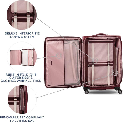 Platinum Elite Softside Expandable Carry on Luggage, 8 Wheel Spinner Suitcase, USB Port, Suiter, Men and Women, Shadow Black, Carry On 21-Inch