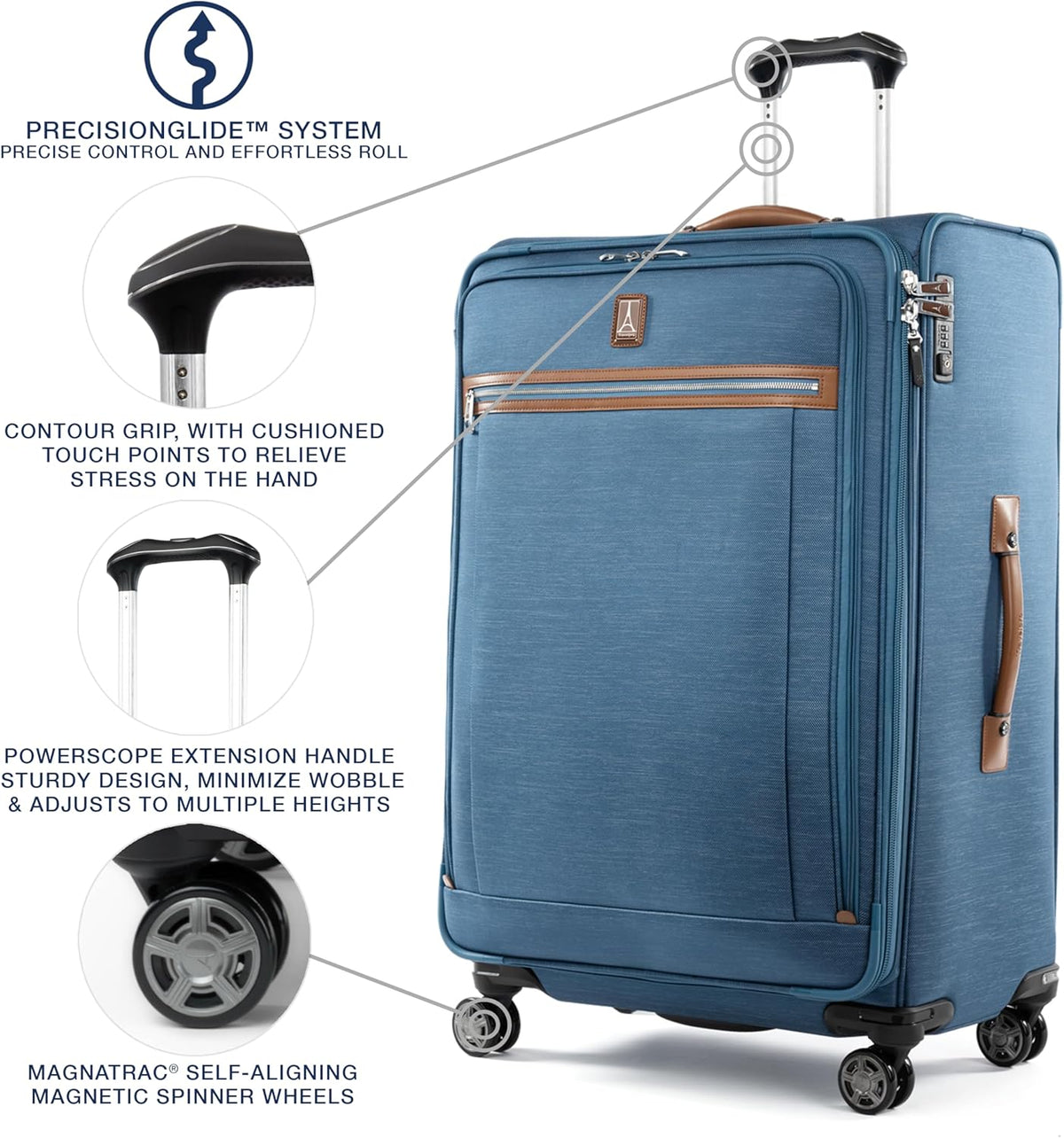 Platinum Elite Softside Expandable Carry on Luggage, 8 Wheel Spinner Suitcase, USB Port, Suiter, Men and Women, Shadow Black, Carry On 21-Inch