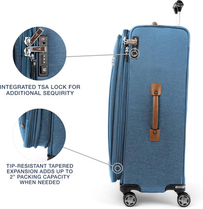 Platinum Elite Softside Expandable Carry on Luggage, 8 Wheel Spinner Suitcase, USB Port, Suiter, Men and Women, Shadow Black, Carry On 21-Inch