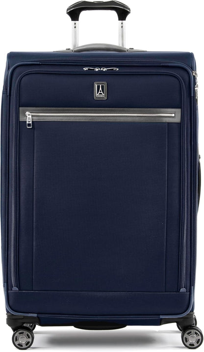 Platinum Elite Softside Expandable Carry on Luggage, 8 Wheel Spinner Suitcase, USB Port, Suiter, Men and Women, Shadow Black, Carry On 21-Inch