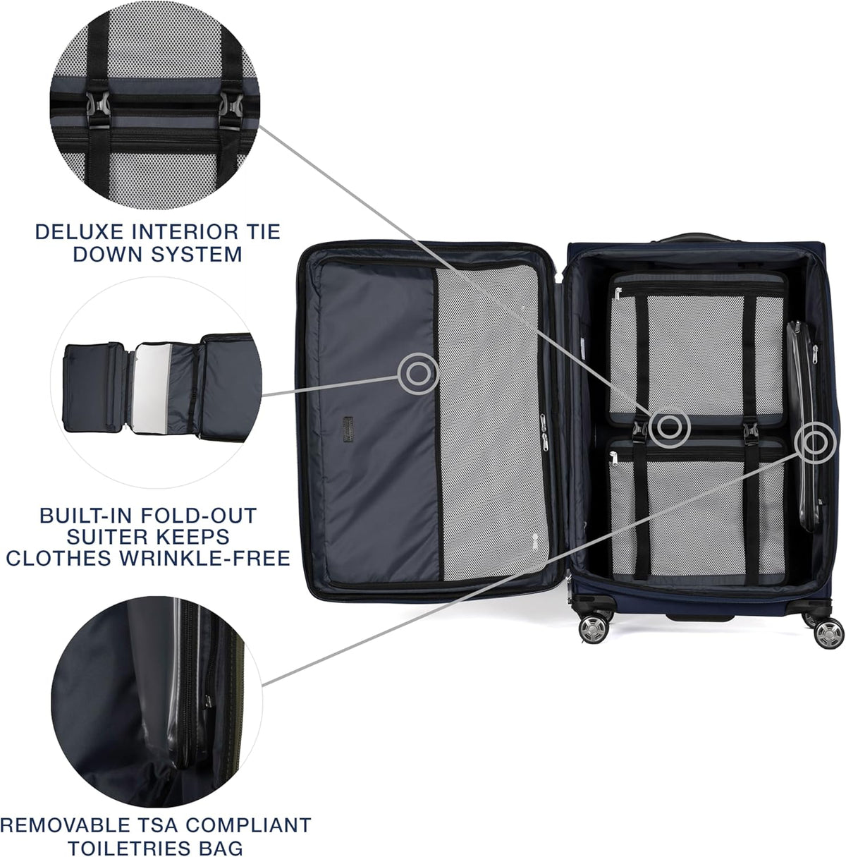 Platinum Elite Softside Expandable Carry on Luggage, 8 Wheel Spinner Suitcase, USB Port, Suiter, Men and Women, Shadow Black, Carry On 21-Inch