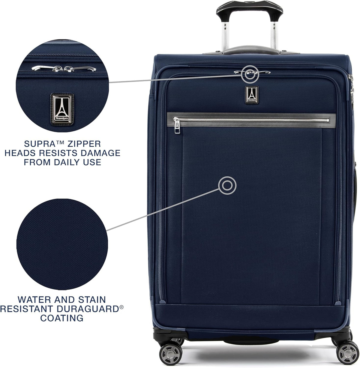 Platinum Elite Softside Expandable Carry on Luggage, 8 Wheel Spinner Suitcase, USB Port, Suiter, Men and Women, Shadow Black, Carry On 21-Inch