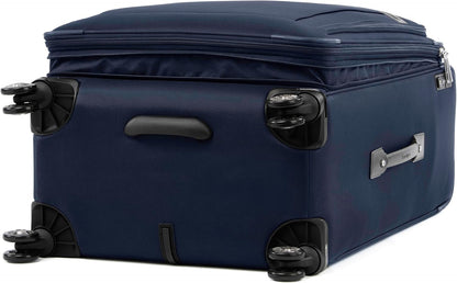 Platinum Elite Softside Expandable Carry on Luggage, 8 Wheel Spinner Suitcase, USB Port, Suiter, Men and Women, Shadow Black, Carry On 21-Inch