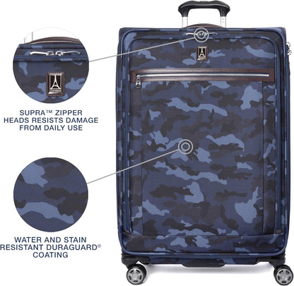 Platinum Elite Softside Expandable Carry on Luggage, 8 Wheel Spinner Suitcase, USB Port, Suiter, Men and Women, Shadow Black, Carry On 21-Inch