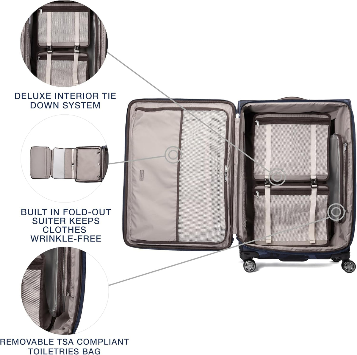 Platinum Elite Softside Expandable Carry on Luggage, 8 Wheel Spinner Suitcase, USB Port, Suiter, Men and Women, Shadow Black, Carry On 21-Inch