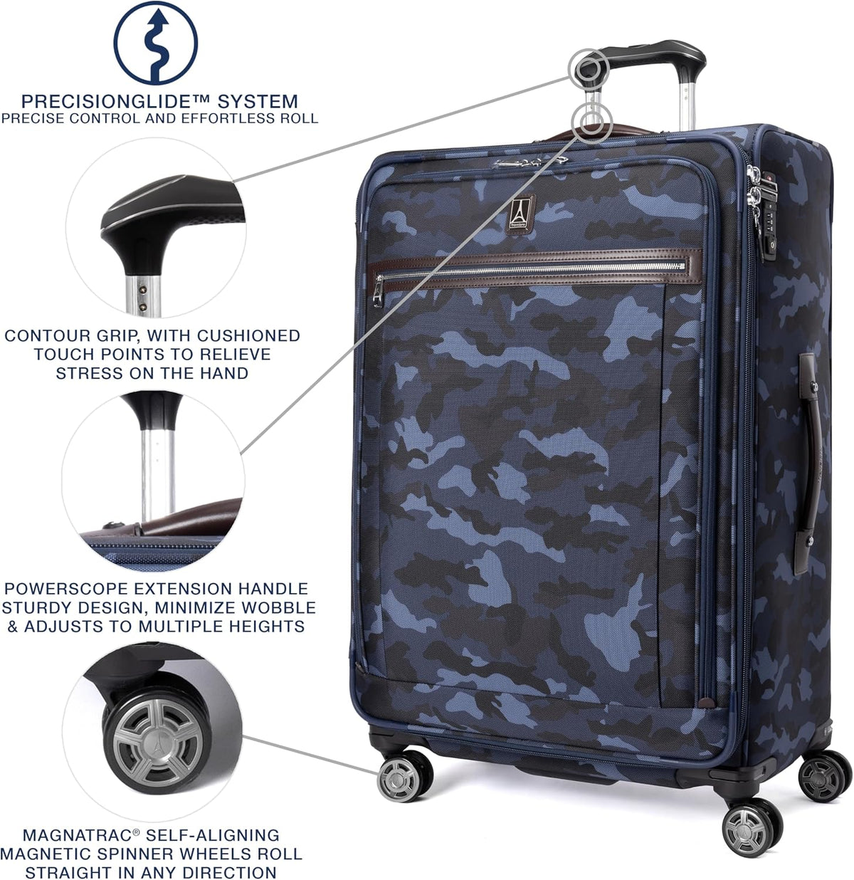 Platinum Elite Softside Expandable Carry on Luggage, 8 Wheel Spinner Suitcase, USB Port, Suiter, Men and Women, Shadow Black, Carry On 21-Inch