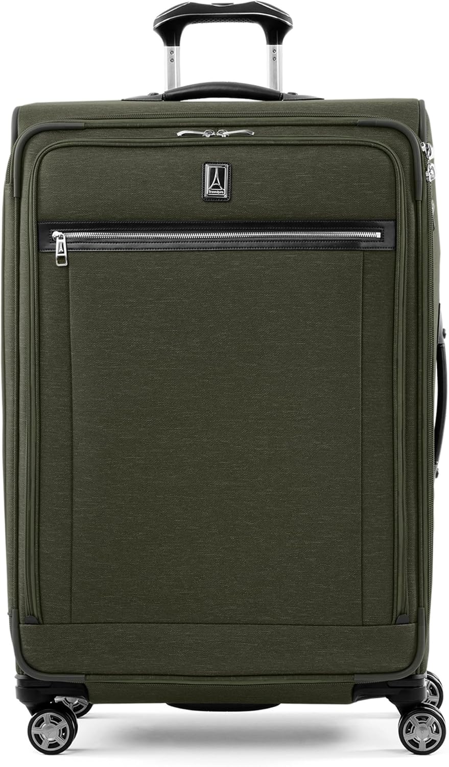 Platinum Elite Softside Expandable Carry on Luggage, 8 Wheel Spinner Suitcase, USB Port, Suiter, Men and Women, Shadow Black, Carry On 21-Inch
