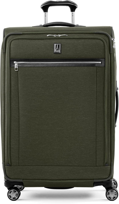 Platinum Elite Softside Expandable Carry on Luggage, 8 Wheel Spinner Suitcase, USB Port, Suiter, Men and Women, Shadow Black, Carry On 21-Inch