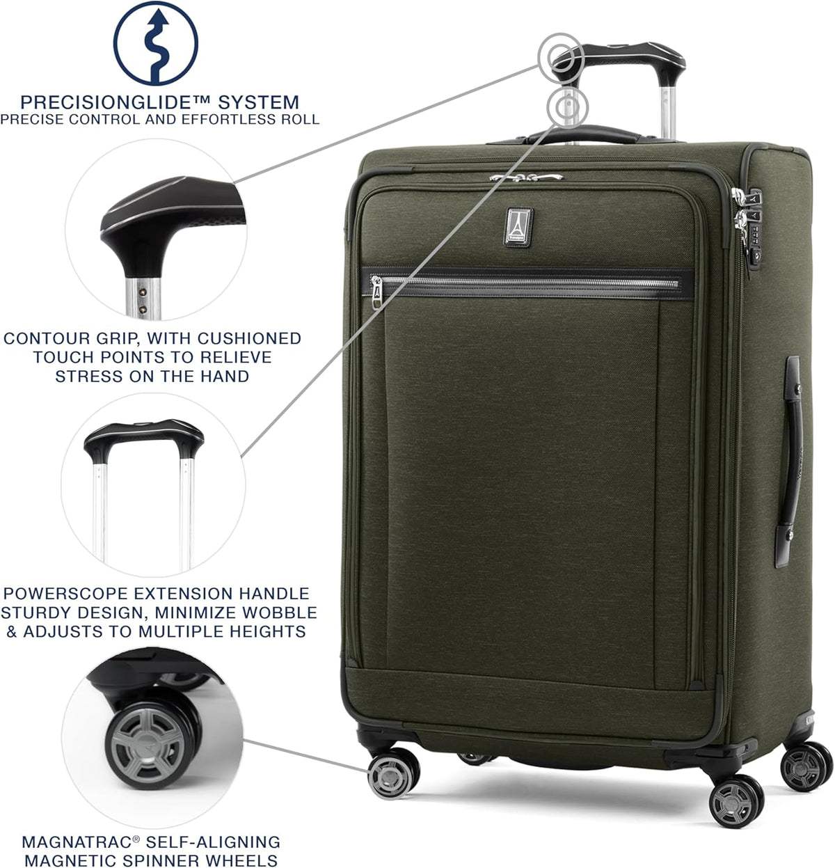 Platinum Elite Softside Expandable Carry on Luggage, 8 Wheel Spinner Suitcase, USB Port, Suiter, Men and Women, Shadow Black, Carry On 21-Inch