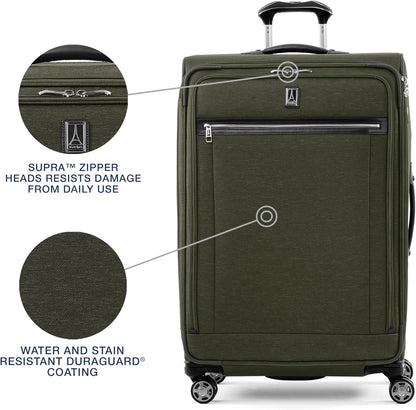 Platinum Elite Softside Expandable Carry on Luggage, 8 Wheel Spinner Suitcase, USB Port, Suiter, Men and Women, Shadow Black, Carry On 21-Inch