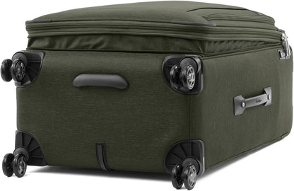Platinum Elite Softside Expandable Carry on Luggage, 8 Wheel Spinner Suitcase, USB Port, Suiter, Men and Women, Shadow Black, Carry On 21-Inch