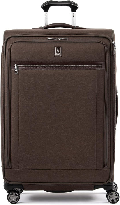 Platinum Elite Softside Expandable Carry on Luggage, 8 Wheel Spinner Suitcase, USB Port, Suiter, Men and Women, Shadow Black, Carry On 21-Inch