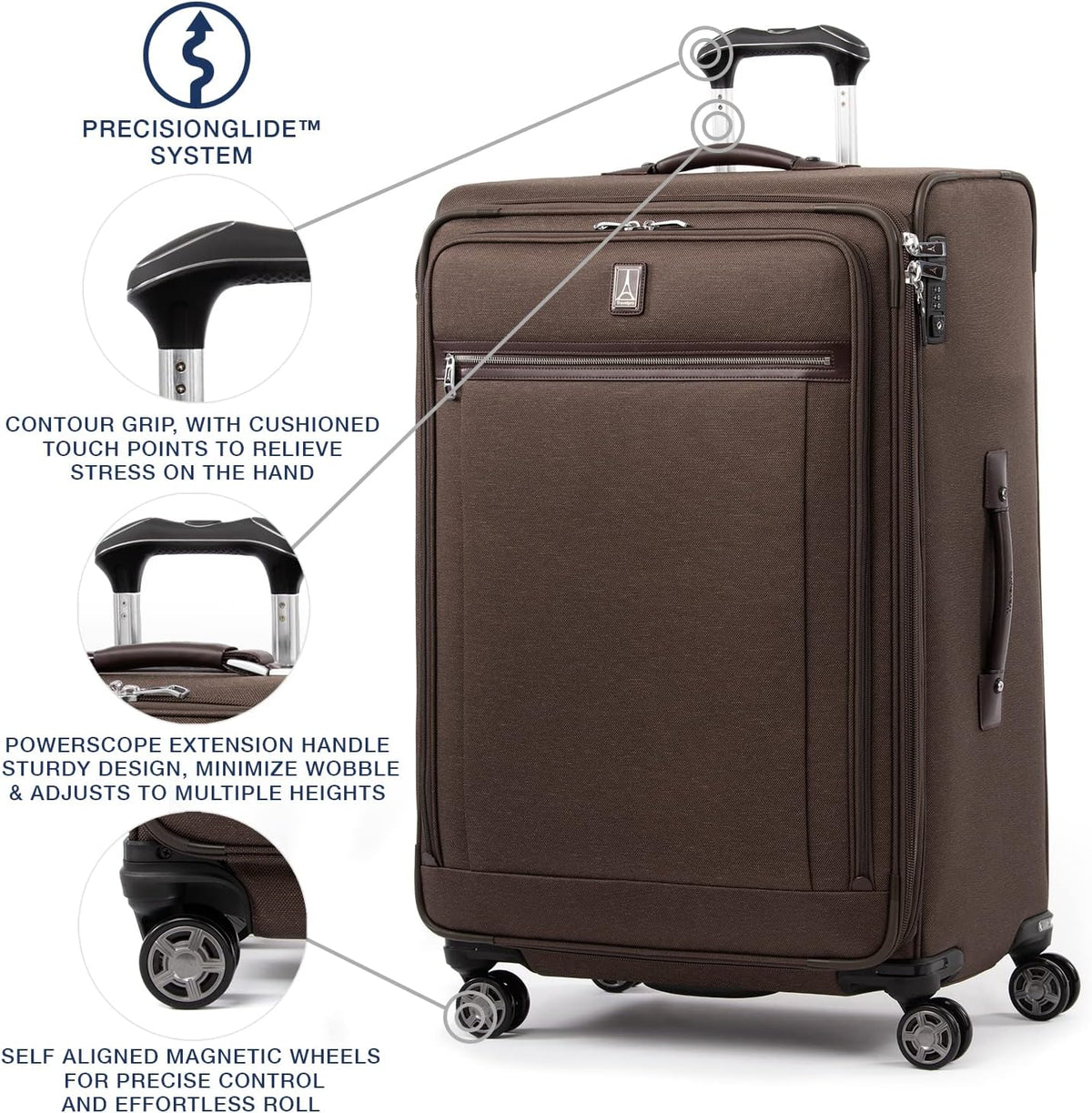 Platinum Elite Softside Expandable Carry on Luggage, 8 Wheel Spinner Suitcase, USB Port, Suiter, Men and Women, Shadow Black, Carry On 21-Inch