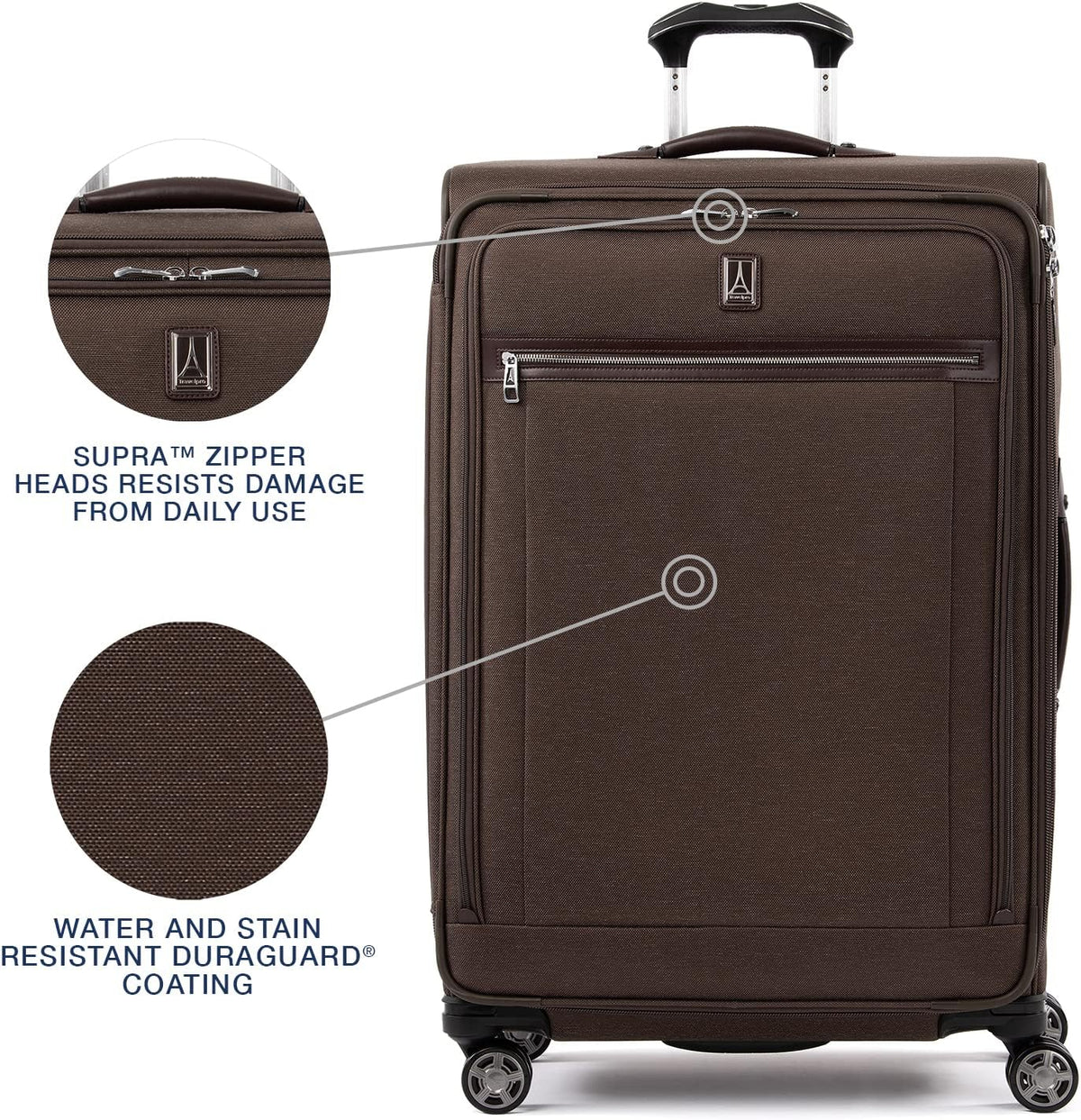 Platinum Elite Softside Expandable Carry on Luggage, 8 Wheel Spinner Suitcase, USB Port, Suiter, Men and Women, Shadow Black, Carry On 21-Inch