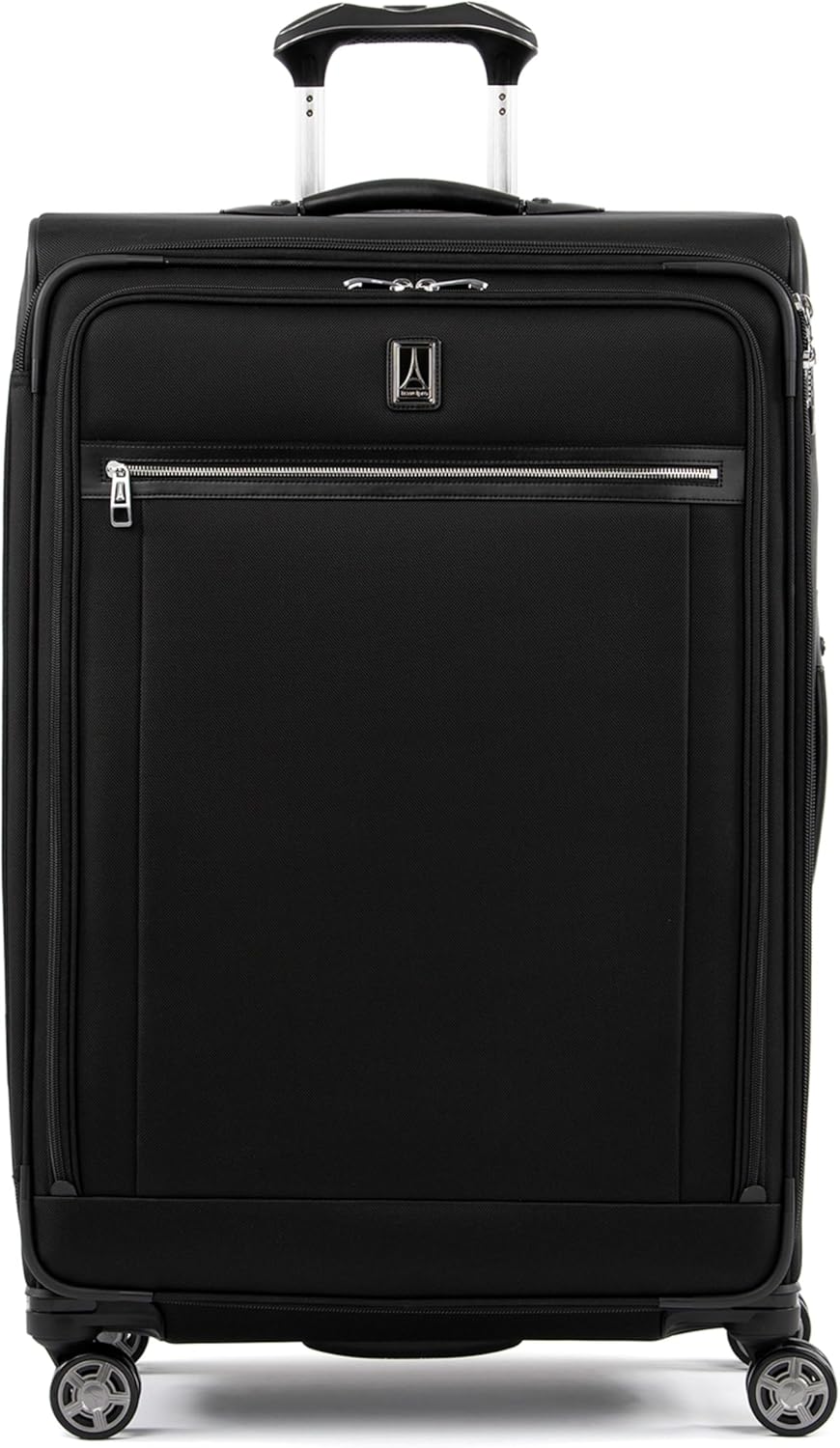 Platinum Elite Softside Expandable Carry on Luggage, 8 Wheel Spinner Suitcase, USB Port, Suiter, Men and Women, Shadow Black, Carry On 21-Inch