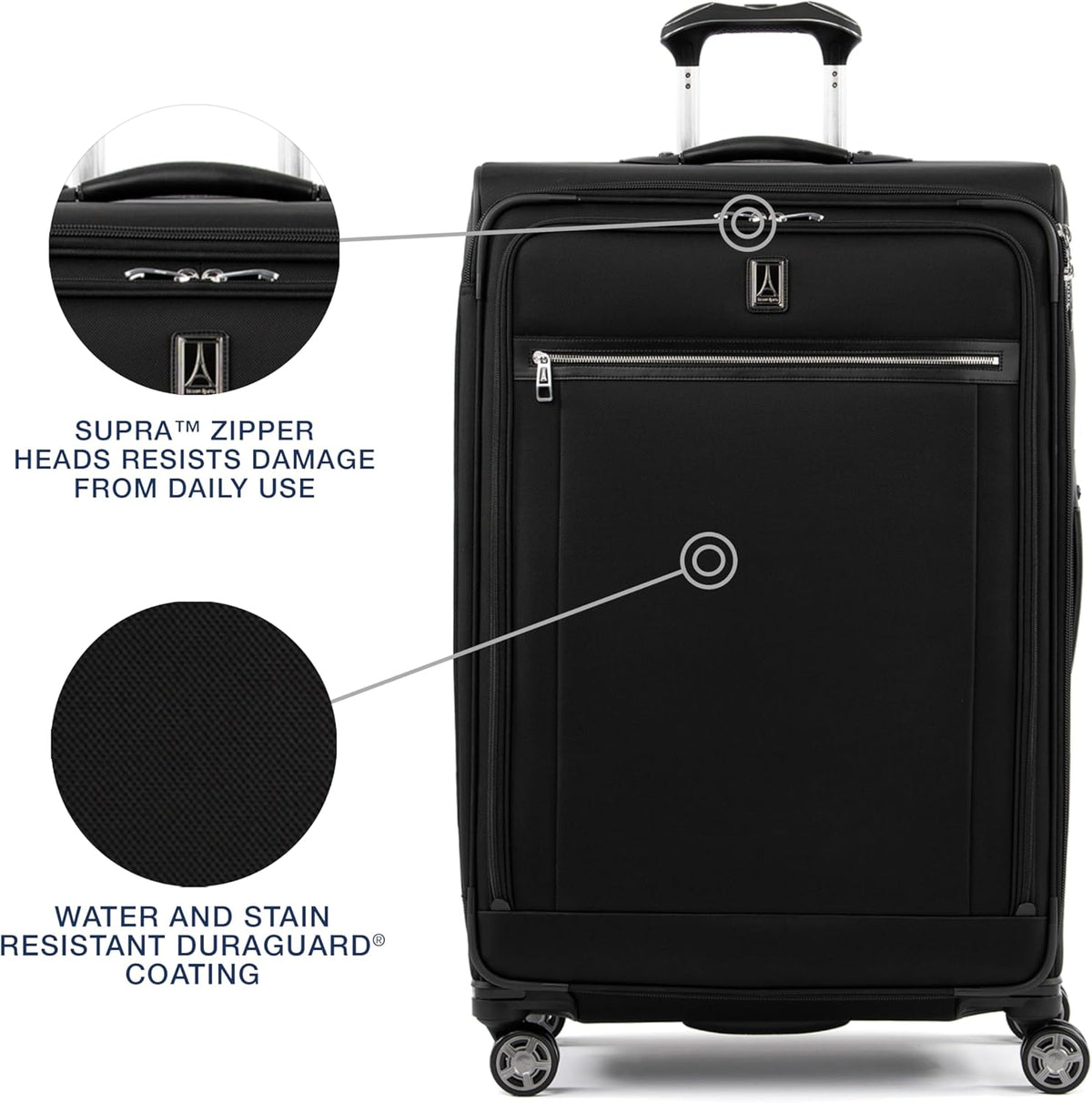 Platinum Elite Softside Expandable Carry on Luggage, 8 Wheel Spinner Suitcase, USB Port, Suiter, Men and Women, Shadow Black, Carry On 21-Inch