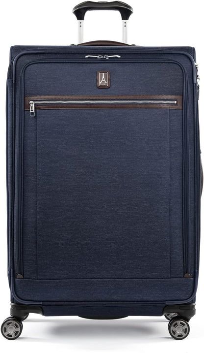 Platinum Elite Softside Expandable Carry on Luggage, 8 Wheel Spinner Suitcase, USB Port, Suiter, Men and Women, Shadow Black, Carry On 21-Inch