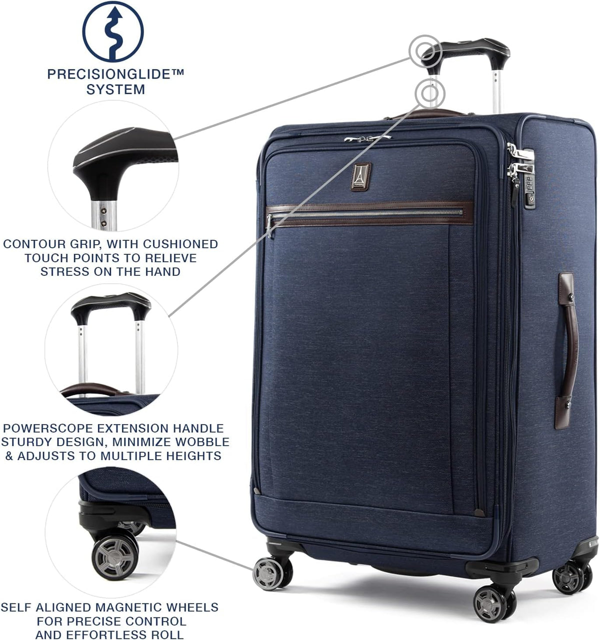 Platinum Elite Softside Expandable Carry on Luggage, 8 Wheel Spinner Suitcase, USB Port, Suiter, Men and Women, Shadow Black, Carry On 21-Inch
