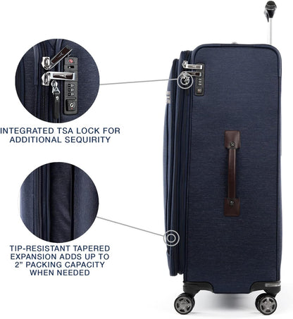 Platinum Elite Softside Expandable Carry on Luggage, 8 Wheel Spinner Suitcase, USB Port, Suiter, Men and Women, Shadow Black, Carry On 21-Inch