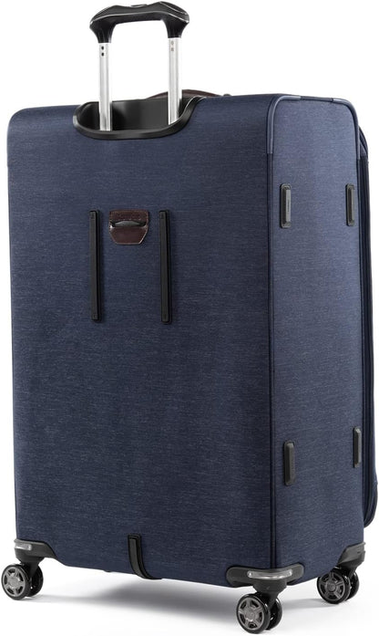 Platinum Elite Softside Expandable Carry on Luggage, 8 Wheel Spinner Suitcase, USB Port, Suiter, Men and Women, Shadow Black, Carry On 21-Inch