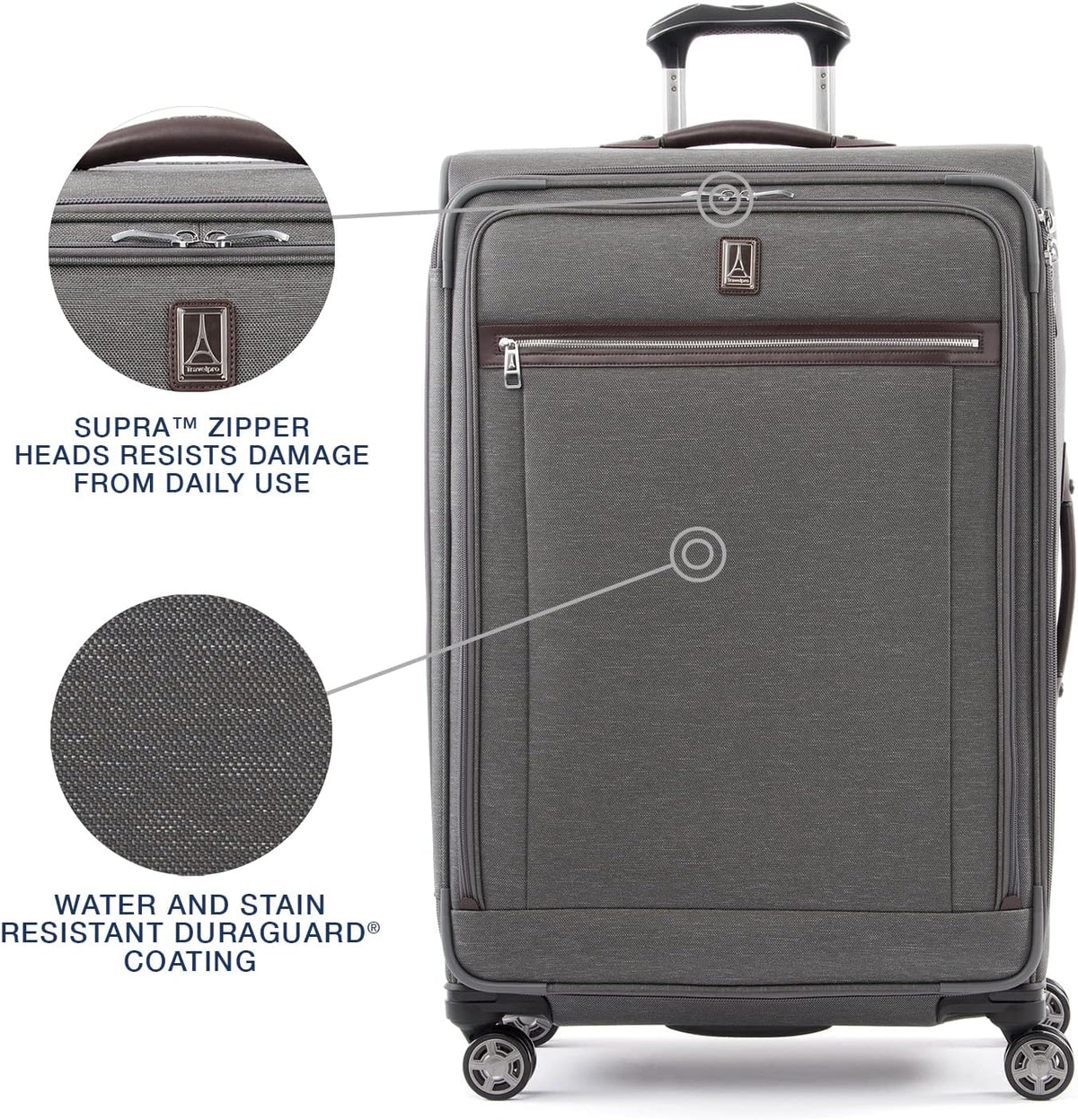Platinum Elite Softside Expandable Carry on Luggage, 8 Wheel Spinner Suitcase, USB Port, Suiter, Men and Women, Shadow Black, Carry On 21-Inch