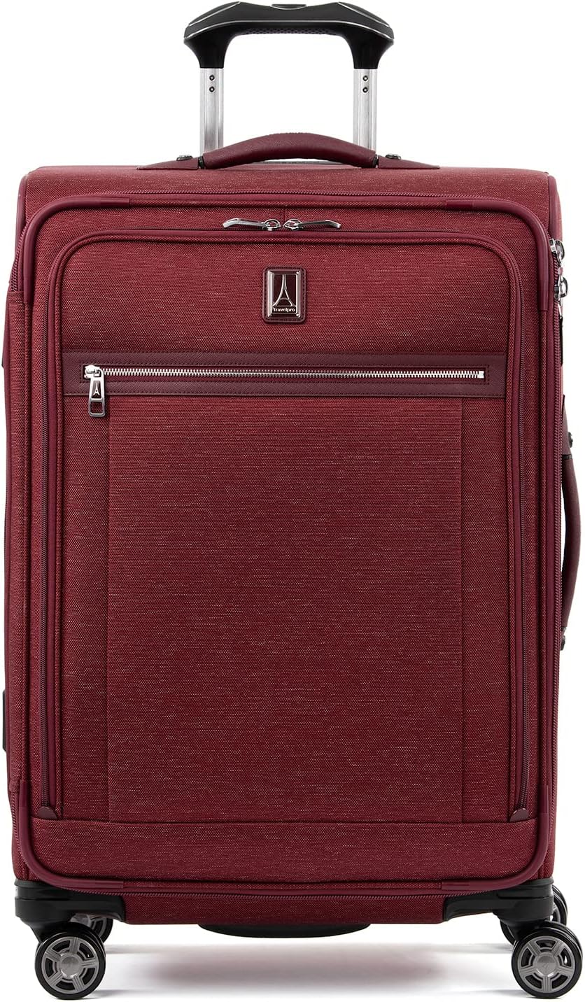 Platinum Elite Softside Expandable Carry on Luggage, 8 Wheel Spinner Suitcase, USB Port, Suiter, Men and Women, Shadow Black, Carry On 21-Inch