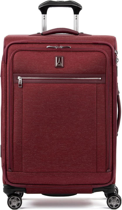 Platinum Elite Softside Expandable Carry on Luggage, 8 Wheel Spinner Suitcase, USB Port, Suiter, Men and Women, Shadow Black, Carry On 21-Inch