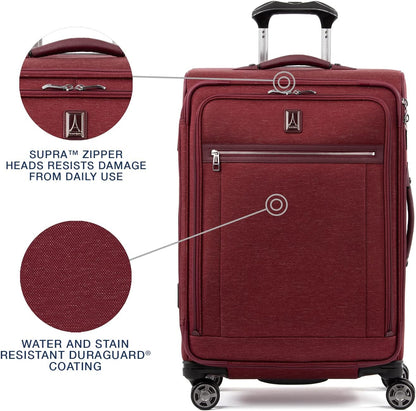Platinum Elite Softside Expandable Carry on Luggage, 8 Wheel Spinner Suitcase, USB Port, Suiter, Men and Women, Shadow Black, Carry On 21-Inch