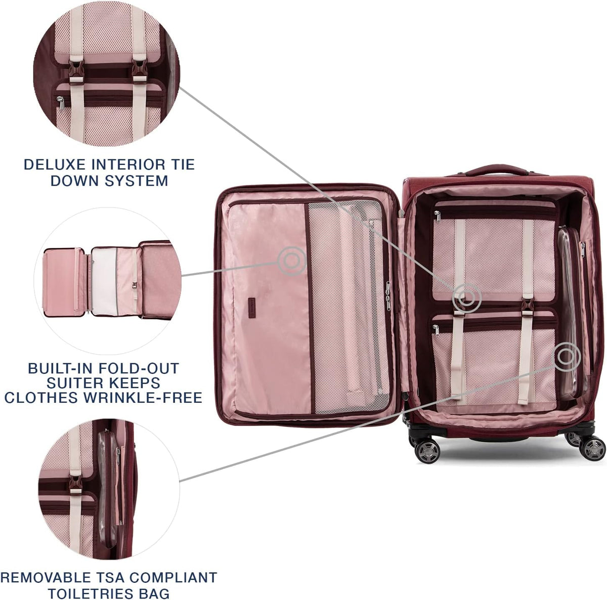 Platinum Elite Softside Expandable Carry on Luggage, 8 Wheel Spinner Suitcase, USB Port, Suiter, Men and Women, Shadow Black, Carry On 21-Inch