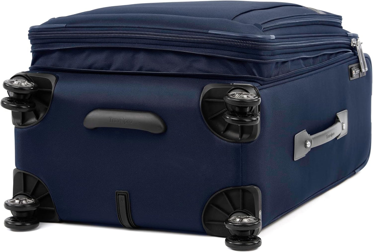 Platinum Elite Softside Expandable Carry on Luggage, 8 Wheel Spinner Suitcase, USB Port, Suiter, Men and Women, Shadow Black, Carry On 21-Inch