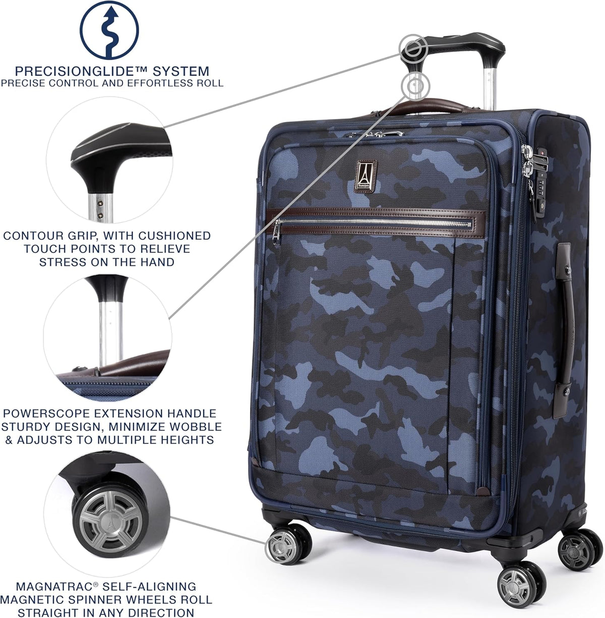 Platinum Elite Softside Expandable Carry on Luggage, 8 Wheel Spinner Suitcase, USB Port, Suiter, Men and Women, Shadow Black, Carry On 21-Inch