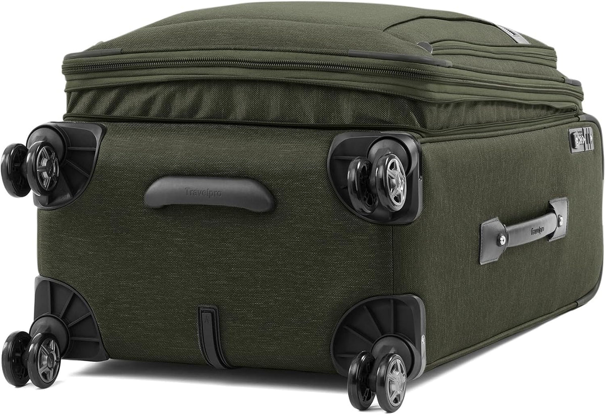 Platinum Elite Softside Expandable Carry on Luggage, 8 Wheel Spinner Suitcase, USB Port, Suiter, Men and Women, Shadow Black, Carry On 21-Inch