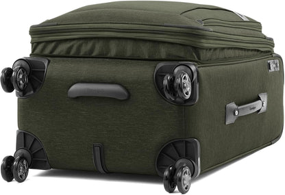 Platinum Elite Softside Expandable Carry on Luggage, 8 Wheel Spinner Suitcase, USB Port, Suiter, Men and Women, Shadow Black, Carry On 21-Inch