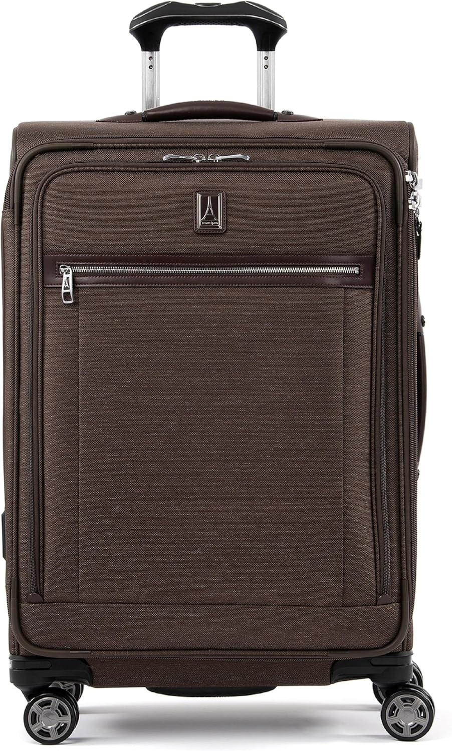Platinum Elite Softside Expandable Carry on Luggage, 8 Wheel Spinner Suitcase, USB Port, Suiter, Men and Women, Shadow Black, Carry On 21-Inch