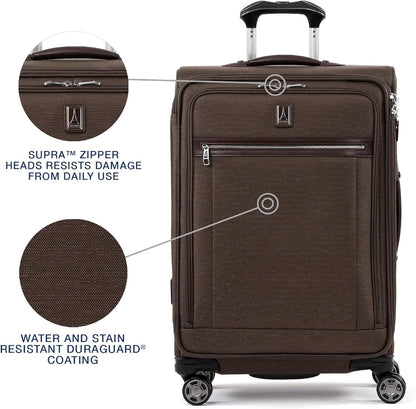 Platinum Elite Softside Expandable Carry on Luggage, 8 Wheel Spinner Suitcase, USB Port, Suiter, Men and Women, Shadow Black, Carry On 21-Inch