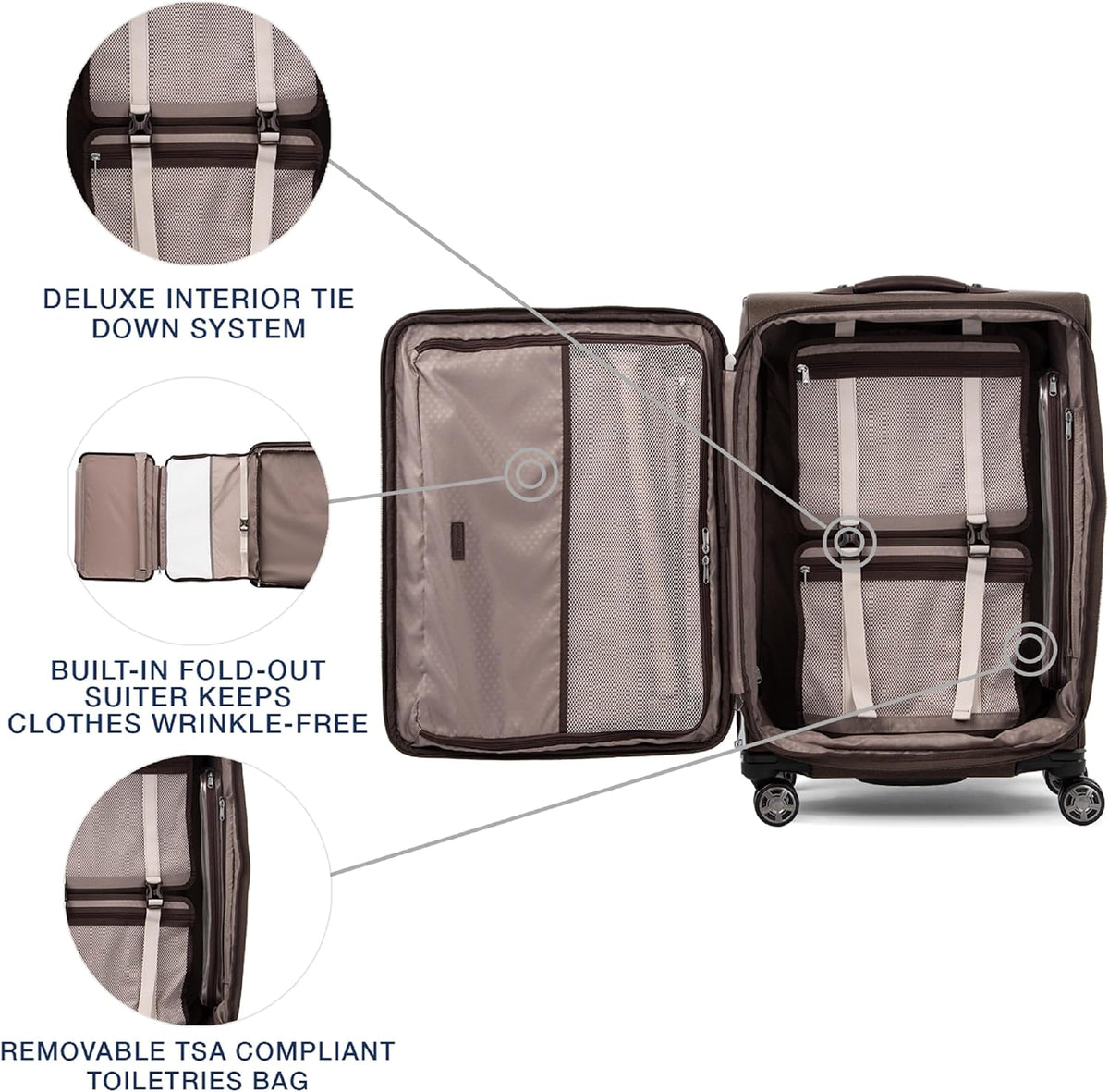 Platinum Elite Softside Expandable Carry on Luggage, 8 Wheel Spinner Suitcase, USB Port, Suiter, Men and Women, Shadow Black, Carry On 21-Inch