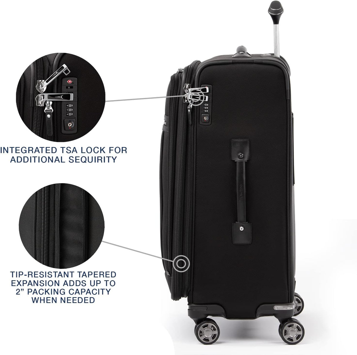 Platinum Elite Softside Expandable Carry on Luggage, 8 Wheel Spinner Suitcase, USB Port, Suiter, Men and Women, Shadow Black, Carry On 21-Inch