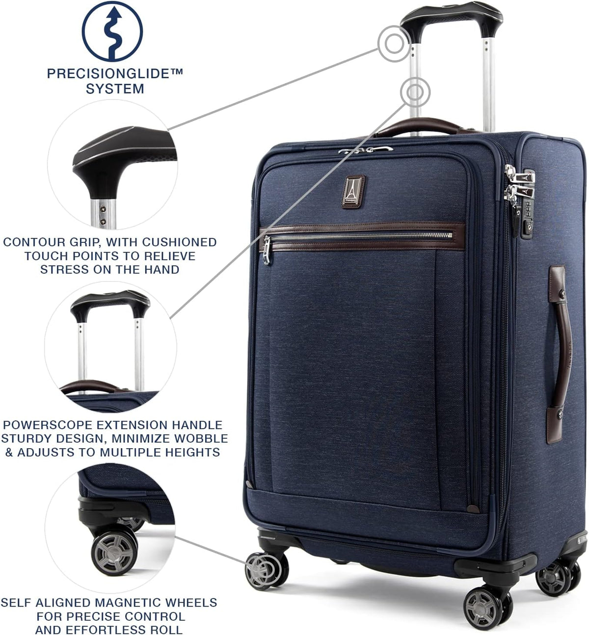 Platinum Elite Softside Expandable Carry on Luggage, 8 Wheel Spinner Suitcase, USB Port, Suiter, Men and Women, Shadow Black, Carry On 21-Inch