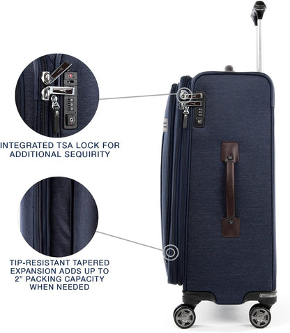 Platinum Elite Softside Expandable Carry on Luggage, 8 Wheel Spinner Suitcase, USB Port, Suiter, Men and Women, Shadow Black, Carry On 21-Inch