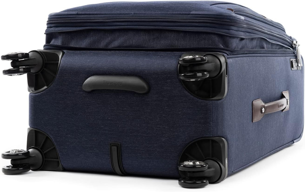 Platinum Elite Softside Expandable Carry on Luggage, 8 Wheel Spinner Suitcase, USB Port, Suiter, Men and Women, Shadow Black, Carry On 21-Inch