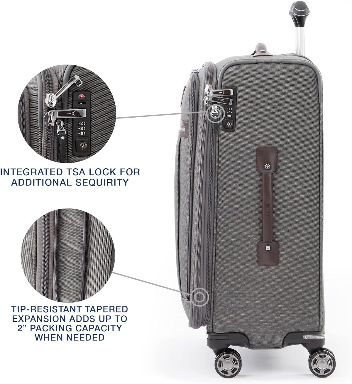 Platinum Elite Softside Expandable Carry on Luggage, 8 Wheel Spinner Suitcase, USB Port, Suiter, Men and Women, Shadow Black, Carry On 21-Inch
