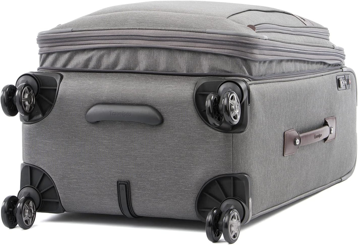 Platinum Elite Softside Expandable Carry on Luggage, 8 Wheel Spinner Suitcase, USB Port, Suiter, Men and Women, Shadow Black, Carry On 21-Inch