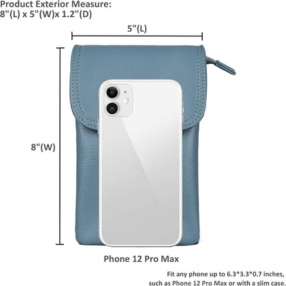 Genuine Leather Small Crossbody Bags for Women Cell Phone Bag Cross Body Purses,Silver Zipper