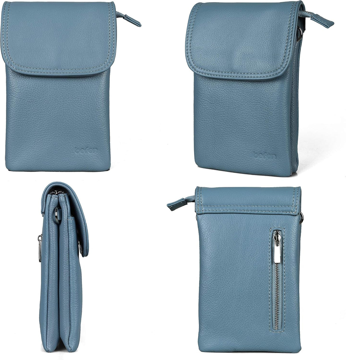 Genuine Leather Small Crossbody Bags for Women Cell Phone Bag Cross Body Purses,Silver Zipper