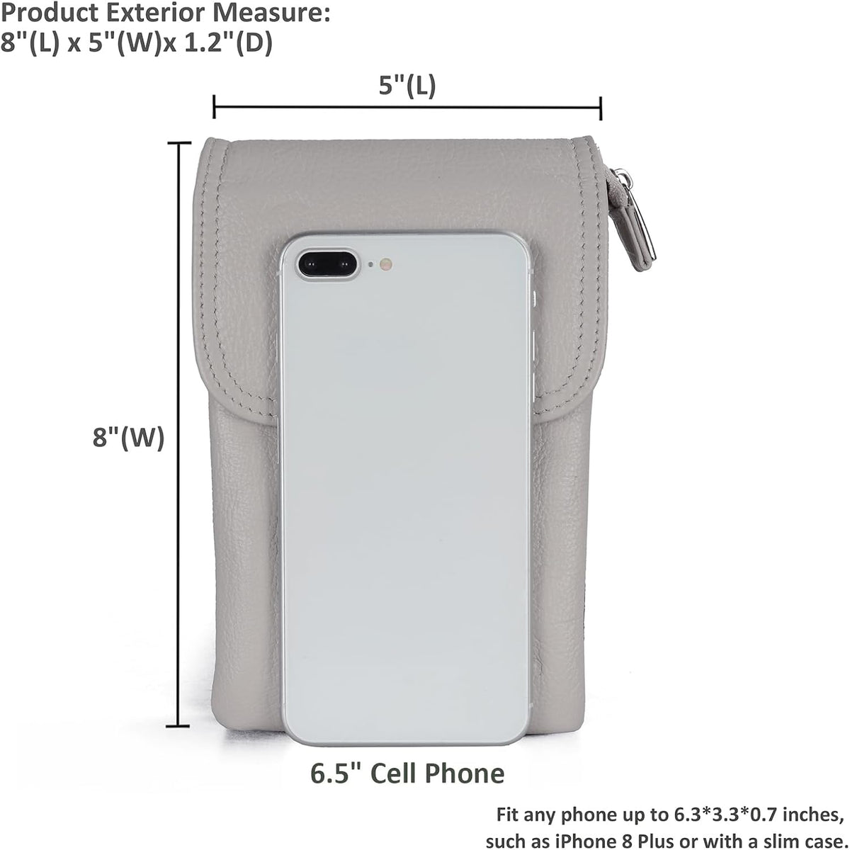Genuine Leather Small Crossbody Bags for Women Cell Phone Bag Cross Body Purses,Silver Zipper