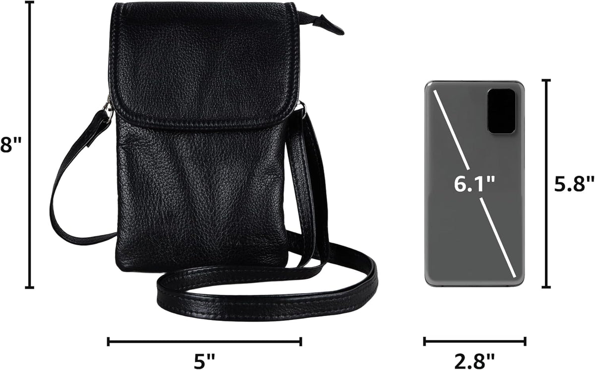 Genuine Leather Small Crossbody Bags for Women Cell Phone Bag Cross Body Purses,Silver Zipper