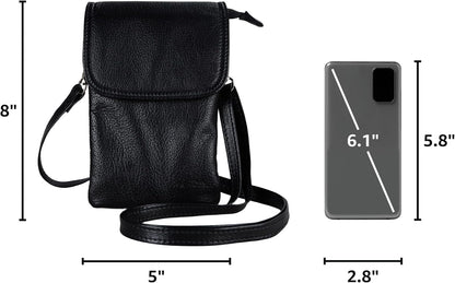 Genuine Leather Small Crossbody Bags for Women Cell Phone Bag Cross Body Purses,Silver Zipper