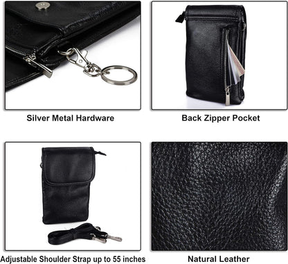 Genuine Leather Small Crossbody Bags for Women Cell Phone Bag Cross Body Purses,Silver Zipper
